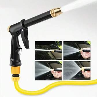 1 Set High Pressure Water Gun And 1/2 Inch Quick Connect Kit, Garden Spray Wand And Adjustable Nozzle, Drain Cleaner, Car Pet Window Cleaning Tool, For Cleaning Sidewalks, Cars, Gardening Irrigation
