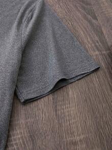 Tops4074 Printed Round Neck T-Shirt Casual Short Sleeve Top Loose And Comfortable Summer - Màu xám đen - Xem 5