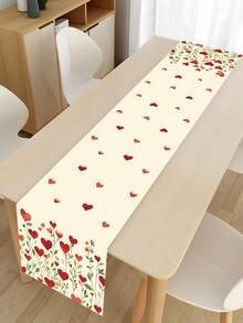 1 Stück Herz-förmiger Tischläufer zum Valentinstag, Tischdecke zum Valentinstag, Valentinstag Geschenk (für Freund/Freundin), Valentinstag Banner, Valentinstag süße Dekoration, Valentinstag Party Zubehör, Jahrestag Hochzeit romantische Tischdecken Dekoration, Küchendekoration, Esszimmertischdecke, Valentinstag Heimdekoration - Valentinstag-Herzen - Übersicht 3