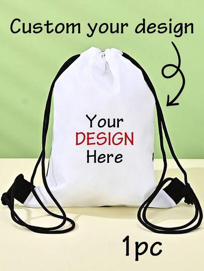 1pc Custom Design Drawstring Backpack, Back To School Supplies For Kids, Personalized Bags With Your Logo, Customized Drawstring Backpacks Bulk String Bag, Customizable Reusable Gift Bags With Handles, 40x30cm, Large Capacity Bags, Water Proof, School Bags, Handbags, Cosmetic Bags, Travel Bags, Great For Travelling, Gym And For Everyday Use,