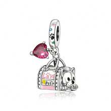1pc Silver-Plated Adorable Pet Dog & Cat Charm Bead Pendant Suitable For European Brand Original Snake Chain Bracelets & Necklaces DIY Jewellery Making Women's Everyday Wear Christmas Gift