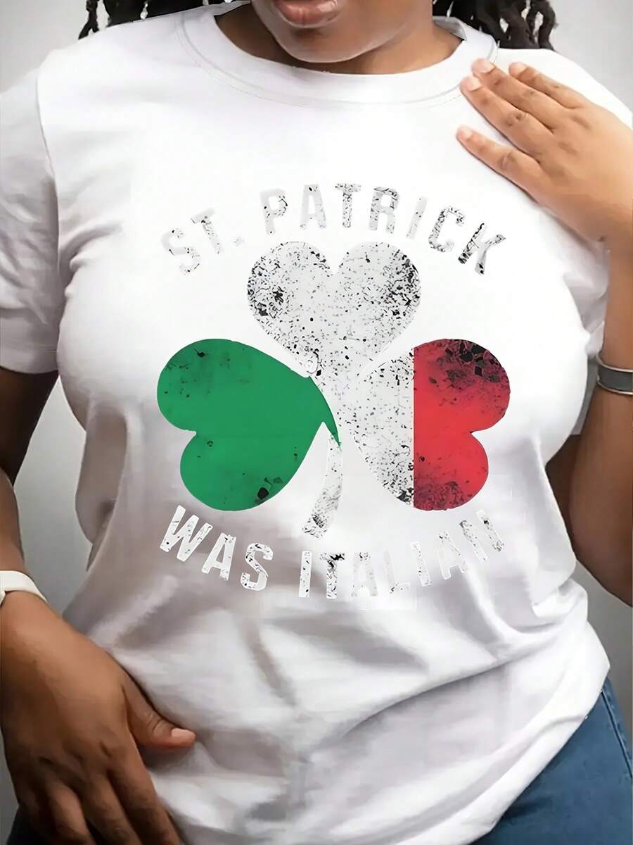 St. Patrick Was Italian Shamrock Flag T-Shirt For St. Patrick's Day Celebration And Irish Heritage Apparel, 220g - trắng - Xem 1