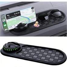 Vehicle-Mounted Anti-Slip Mat, Mobile Phone Navigation Frame, Central Control Storage Mat - 黑色 - 查看 2