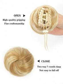 迷你爪夹凌乱猫耳发髻接发假发配件高髻发片适合女孩 1 件 - 彩色 - 查看 5