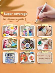 18支/36支/48支/58支/80支/100支/120支彩色丙烯颜料笔，适用于岩石绘画、陶瓷、木材、塑料、书法、剪贴簿、毛笔刻字、卡片制作、DIY工艺品 - 彩色 - 查看 5