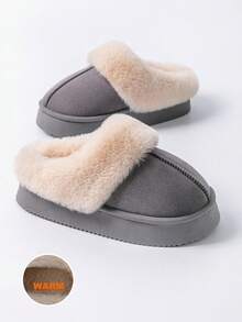 2025新款冬季毛绒拖鞋，女士加厚底蓬松拖鞋，舒适保暖，适合室内居家穿着