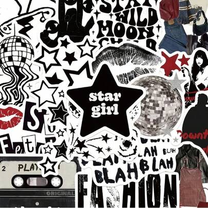 50Pcs Y2K Stickers Y2K Aesthetic Decorative Stickers Downtown Stickers Black Romance Stickers Vintage Stickers Aesthetics Stickers Stickers Vinyl Waterproof Stickers For Journaling Computer Scrapbook Luggage Water Bottle Phone
