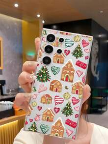 Funda para  con diseño de cabaña y árbol de Navidad, apta para los modelos  16E/15/14/13/12/11/PRO/PLUS/PROMAX/MINI, compatible con las series  S/A/M/NOTE,  S/G/EDGE/E, Transsion SPARK/HANTOM/CAMON/INFINIX, Series Honor 400/PLAY/X/Y, OPPO Reno/A/F,  14/Redmi/POCO/NOTE. Transparente, sencilla, elegante y duradera, fabricada con material TPU protector. Perfecta para San Valentín, Halloween, Navidad y otras ocasiones festivas: una opción ideal para uso personal o para regalar. - transparente - Ver 4