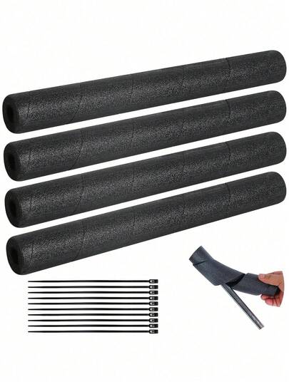 4pcs 40cm/15.74inch Pipe Insulation Foam Tubes, Black Foam Rods, Flexible Foam Pipe Wrap Covers For Pipe & Handrail Protection In Winter, Indoor/Outdoor Swimming Pool