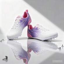 25 Women's Track & Field Shoes, Women's Athletic Shoes, Sporty Woven Low-Top Lace-Up, Professional Track & Field Spikes, Short-Distance Spikes, Anti-Slip Grip Enhancement, Lightweight Breathable, Suitable For Synthetic Track Competition & Long Jump Training, Detachable Spikes, Sports Competition Ready