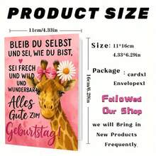 1 بطاقة تهنئة عيد ميلاد جذابة بشكل زرافة مع مغلف (11 سم * 16 سم) - تصميم "كل عام وأنت بخير!" ، مشهد زرافة جميل ، مثالية للعائلة والأصدقاء ، مناسبة لاحتفالات عيد الميلاد ، بطاقة تهنئة عيد ميلاد | بطاقة عيد ميلاد الزرافة | بطاقة تهنئة ورقية