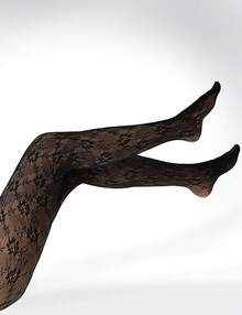 Fleece Lined Sheer Warm Pantyhose Leggings Translucent Thermal Winter Thick Tights Dresses, Women's Style 5FUO - 花的 - 查看 10