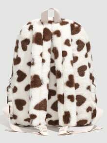 Grand sac à dos en peluche pour étudiants, sac à dos scolaire à imprimé vache mignon en patchwork de couleurs contrastées, convient pour les voyages, les achats, les sorties, les cadeaux pour femmes, adapté aux adolescentes, aux étudiantes, aux débutants et aux cadres. Convient pour le bureau, l'académie, le travail, les affaires, les déplacements, les activités extérieures, les voyages, les sorties.