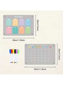 1pc 3D Magnetic Acrylic Dry Erase Board (Comes With 6 Whiteboard Markers) Weekly Planner Calendar Message Writing Board, Erasable Magnetic Refrigerator Sticker, Home Message Notes Display Board Best Gifts Birthday Graduation. - Nhiều màu - Xem 4