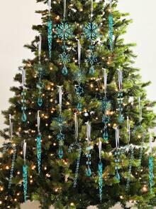 5/15/20 piezas Adornos de árbol de Navidad con cristales en forma de copo de nieve, Adornos colgantes de árbol de Navidad de cristal transparente en forma de carámbano, Adornos colgantes de árbol de Navidad de cristal transparente en forma de carámbano, Adornos de árbol de Navidad de cristal, Decoraciones de cumpleaños con tema de hielo y nieve para Navidad, Decoraciones navideñas, Decoración de invierno para el hogar, Decoración navideña, Regalos de Navidad - Multicolor - Ver 4
