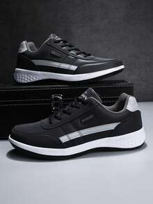 Plus Size Men's Fashionable Breathable Running Shoes, With Sock Liner, Round Toe, Low-Top, Flat Heel, Mesh, Suitable For Cross-Border E-Commerce