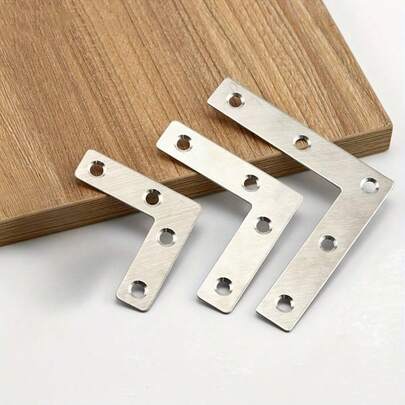 20 paquete de soportes de esquina en forma de L de metal, ángulo plano de hierro, placas de acero inoxidable para accesorios de conexión de madera