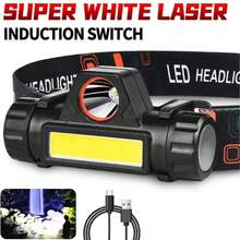 1PC Rechargeable Headlamp, Lightweight Waterproof Wide Headband LED Torch, Front Lamp For Work, Camping, Fishing, Running, Hiking - Multicolor - View 1