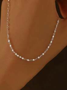 1 pieza Collar de clip de papel de plata de ley 925, collar de clip de papel retro simple para mujeres, regalo para la novia