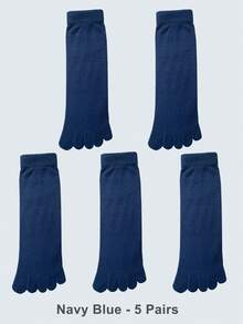 1/5 pares de calcetines suaves y acogedores para hombres, calcetines con dedos separados, calcetines de tripulación cálidos, aptos para uso en interiores o diario