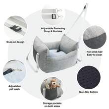 HAZOOWILL مقعد سيارة محمول للكلاب والقطط - حامل حيوانات أليفة للسفر من الدرجة الممتازة للحيوانات الأليفة التي تزن أقل من 11 كجم/25 رطل مع خطاف وإبزيم قابل للتعديل، مقبض وحزام كتف، يناسب مقاعد السيارة الأمامية والخلفية، وسادة قابلة للإزالة، غطاء قابل للفصل بالكامل وحشو محسن