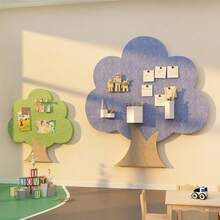 Placă decorativă din lemn 20,8x20,8 inci, combinație multicoloră, pentru decor de birou și casă, autocolant de perete, instalare ușoară fără găurire, potrivită pentru avizier, perete foto, perete de planificare, tablă autoadezivă pentru memo-uri, decor pentru camera de la școală, papetărie, decorare pentru petreceri de sărbători, decorare de Crăciun și Anul Nou, cadou de Anul Nou