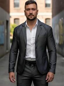 Men's Set Blazer Pants Slim Suit Formal Fashion - 灰色 - 查看 6
