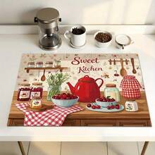 Design vintage con elementi classici e nostalgici, alla moda e bello, resistente al calore e antiscivolo, facile da pulire. Adatto per qualsiasi cucina, lavatrice, asciugatrice, piano cottura e piano in vetro. - Multicolore - Visualizzare 4