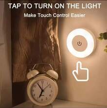 Touch LED Night Lights, 3-Color Adjustable Dimmable Decorative Lamp For Bedroom, USB Rechargeable, Under Cabinet Light - White - View 3