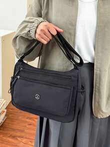 Casual Minimalist Canvas Tote Bag, New Women's Solid Color Versatile Shoulder Bag, Large Capacity Crossbody Square Bag