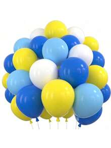 Ensemble de ballons bleus et jaunes de 10 pouces, 20/40/80 pièces de ballons en latex bleus, jaunes et blancs pour la décoration de fête d'anniversaire, de remise des diplômes, d'anniversaire - Multicolore - Voir 2