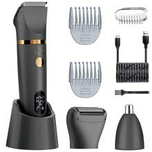 Hatteker Scttomon Ball Shaver For Men, 3-In-1 Multifunction Body Hair Trimmer & Pubic Shaver With Titanium Blades (No Nicks!), IPX7 Waterproof Electric Razor, LED Display, Wet/Dry - Grey - View 8