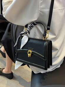 女士小方包，配有丝带，可定制姓名，独特礼物，时尚高端风格，时尚百搭的单肩包/斜挎包，质感手提包，女士外出必备小方包，多功能单肩斜挎包，外出、购物、商务旅行、旅游、工作、返校、上课必备，送给女友、老师、闺蜜和母亲的贴心礼物 - 彩色 - 查看 7