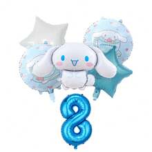 Conjunto de globos de Sanrio, Conjunto de globos con números de dibujos animados de Cinnamoroll, Globos de decoración para cumpleaños, aniversario y ceremonias de Cinnamoroll, Globos de decoración de fondo fotográfico de fiesta de Cinnamoroll, Conjunto de globos de lámina con números de Cinnamoroll