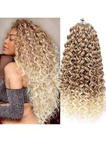 5 Packs Curly Crochet Hair GoGo Curl Crochet Hair For Women Natural Black Deep Wave Braiding Hair,Synthetic Bohemian Crochet Braid Water Wave Crochet Hair Extensions - 彩色 - 查看 1