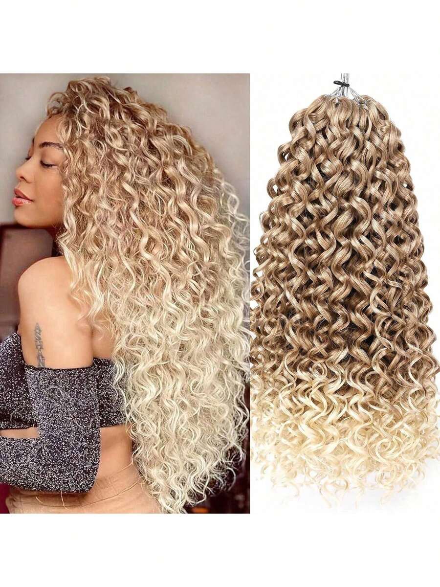 5 Packs Curly Crochet Hair GoGo Curl Crochet Hair For Women Natural Black Deep Wave Braiding Hair,Synthetic Bohemian Crochet Braid Water Wave Crochet Hair Extensions - 彩色 - 查看 1
