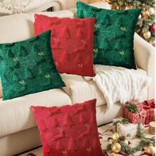 1 buc. Decorațiune de Crăciun, brad de Crăciun, blană artificială moale, față de pernă de pluș, potrivită pentru canapea în dormitor, sufragerie, inserția de pernă nu este inclusă