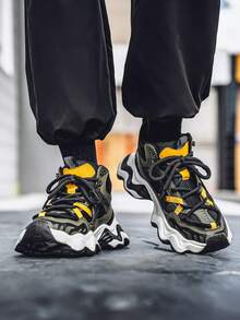 新款男士厚底运动鞋，男士休闲运动鞋，男士户外运动鞋，男士厚底运动鞋，冬季男士户外运动鞋，男士休闲运动鞋，男士篮球鞋，户外跑步鞋 - 黑綠 - 查看 5