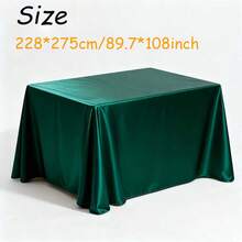 1pc Elegant Dark Green Satin Christmas Tablecloth, Rectangular Washable Reusable Tablecloth With High-Quality Polyester Satin Texture, Suitable For Weddings, Birthdays, Restaurants, Home Gatherings, Outdoor Parties, Christmas Party Table Covers - 墨綠色 - 查看 15