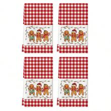 1 pieza/2 piezas/4 piezas Toalla de limpieza de cocina súper suave de microfibra con diseño de pan de jengibre, cuadros escoceses y rayas, de 45*66cm, decoración de cocina navideña, paño de platos, decoración navideña para el hogar, regalo de inauguración de casa para el baño