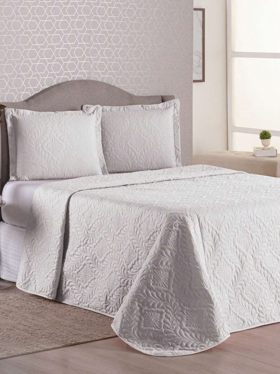 Luxury Bedspread For All Sizes + 2 Pillowcase Kit - Lots Of Elegance & Style! - trắng - Xem 1