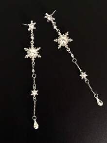 زوج من أقراط الثلج المرصعة بالزركونيا والشرابات الطويلة، تصميم فاخر وأنيق للنساء، مناسب للخريف والشتاء