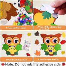 6-Piece Owl Autumn Craft Kit: Halloween/Thanksgiving/Christmas DIY Foam Sticker Set, Handmade & Holiday Decoration (1 Trial Pack, Color Randomly Assorted) #CraftKit #HolidayDecoration #AutumnCraft #FoamStickerKit