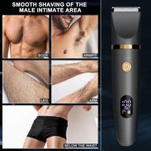 Hatteker Scttomon Ball Shaver For Men, 3-In-1 Multifunction Body Hair Trimmer & Pubic Shaver With Titanium Blades (No Nicks!), IPX7 Waterproof Electric Razor, LED Display, Wet/Dry - Grey - View 7