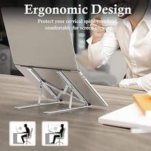 Ipad Stand Holder 10-Levels Angles Adjustable Computer Stand- Compatible With All Laptops And IPad Height Adjustable Portable Laptop Stand -Extra Large Foldable Computer Stand For Desk - Ergonomic,Computer Stand For Desk, Laptop Stand For Desk - màu đen - Xem 2