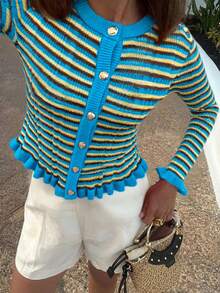 Women's New Versatile Casual Street Chic Cardigan - Blue - View 4