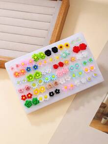 36 Pares Conjunto de Brincos de Flor 3D Coloridos em Resina (Rosa, Girassol, Margarida), Adequado para Adolescentes, Família, Amigos, Uso Diário