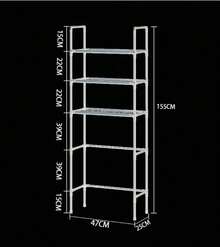 Floor Standing Storage Rack Without Holes Laundry Rack For Bathroom Increases Space Saving Multi Story Bathroom Storage Racks - 黑色 - 查看 3