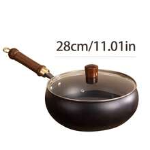 Handcrafted Hammered Wok, Stir Fry Pan & Deep Pot - Uncoated Non-Stick, Heat Resistant, Flat Bottom, Suitable For Induction & Gas Stove, Large Belly Design For Home Cooking, Outdoor Camping & Side Dishes