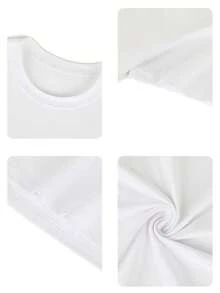 Nuevo lanzamiento otoño-invierno 2025: Camiseta de manga corta para mujer con cuello redondo, cut relajada y estampado de diseño actual. Tejido suave y con gran caída, ideal para looks casuales o sofisticados - Blanco - Ver 5